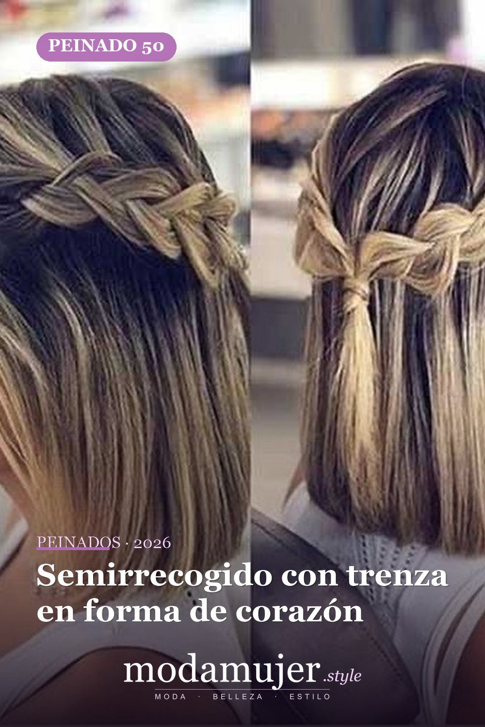 Semirrecogido con trenza en forma de corazón — 64 hermosos peinados para chicas