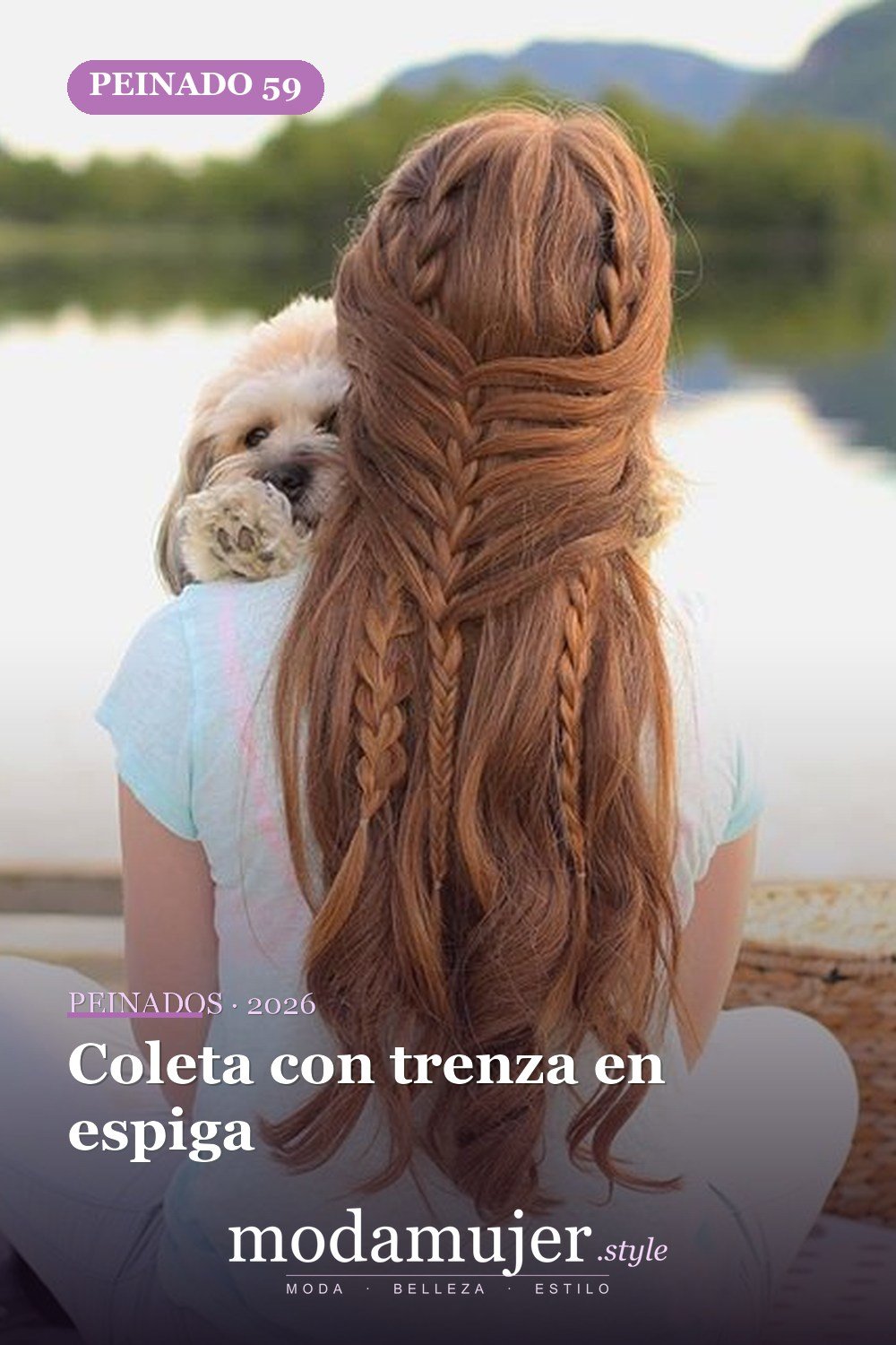 Coleta con trenza en espiga — 64 hermosos peinados para chicas