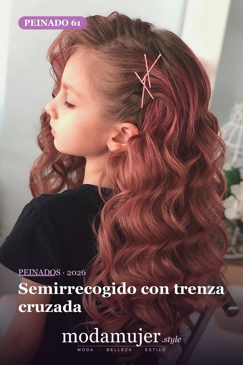 Semirrecogido con trenza cruzada — 64 hermosos peinados para chicas