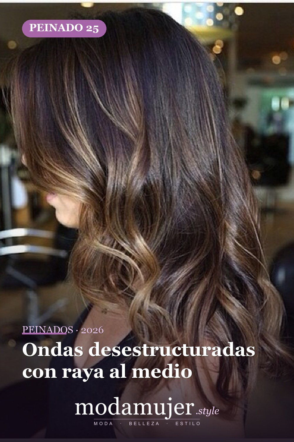 Ondas desestructuradas con raya al medio — 65 mejores peinados de media melena