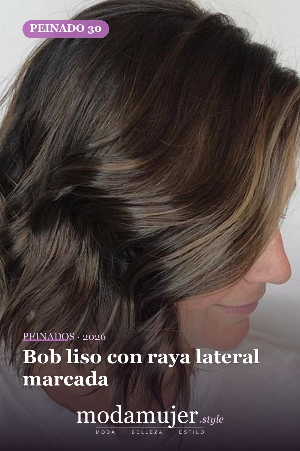 Bob liso con raya lateral marcada — 65 mejores peinados de media melena