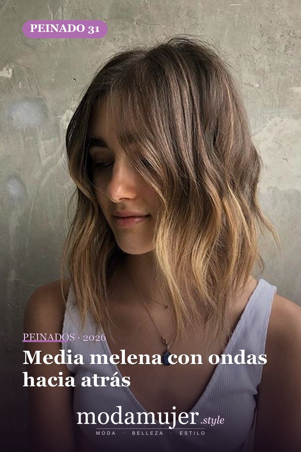 Media melena con ondas hacia atrás — 65 mejores peinados de media melena