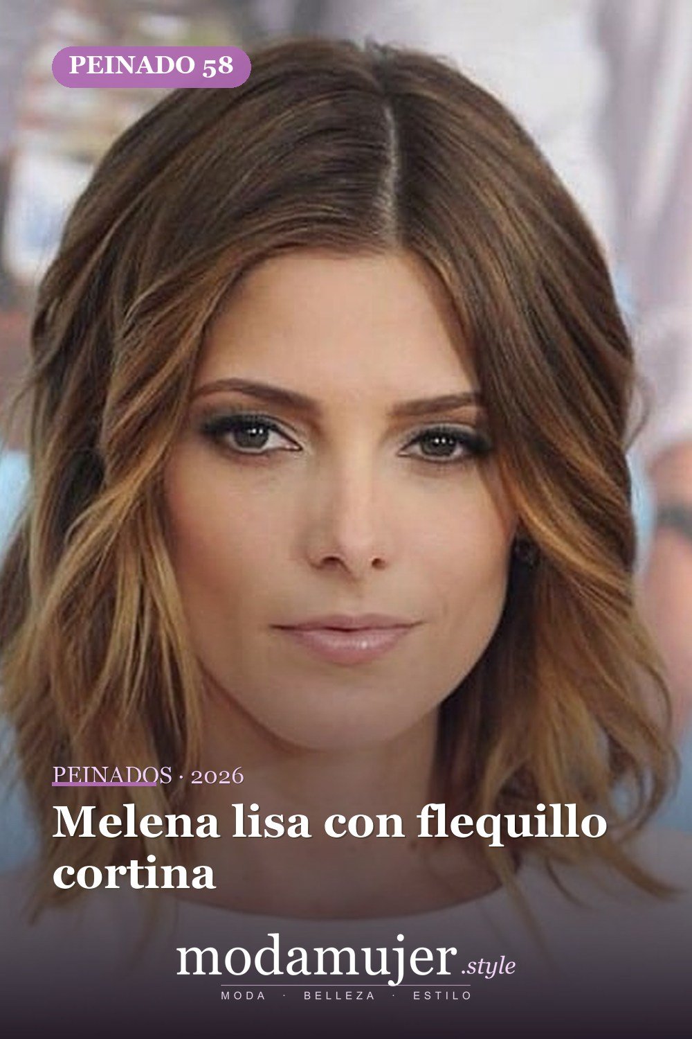 Melena lisa con flequillo cortina — 65 mejores peinados de media melena