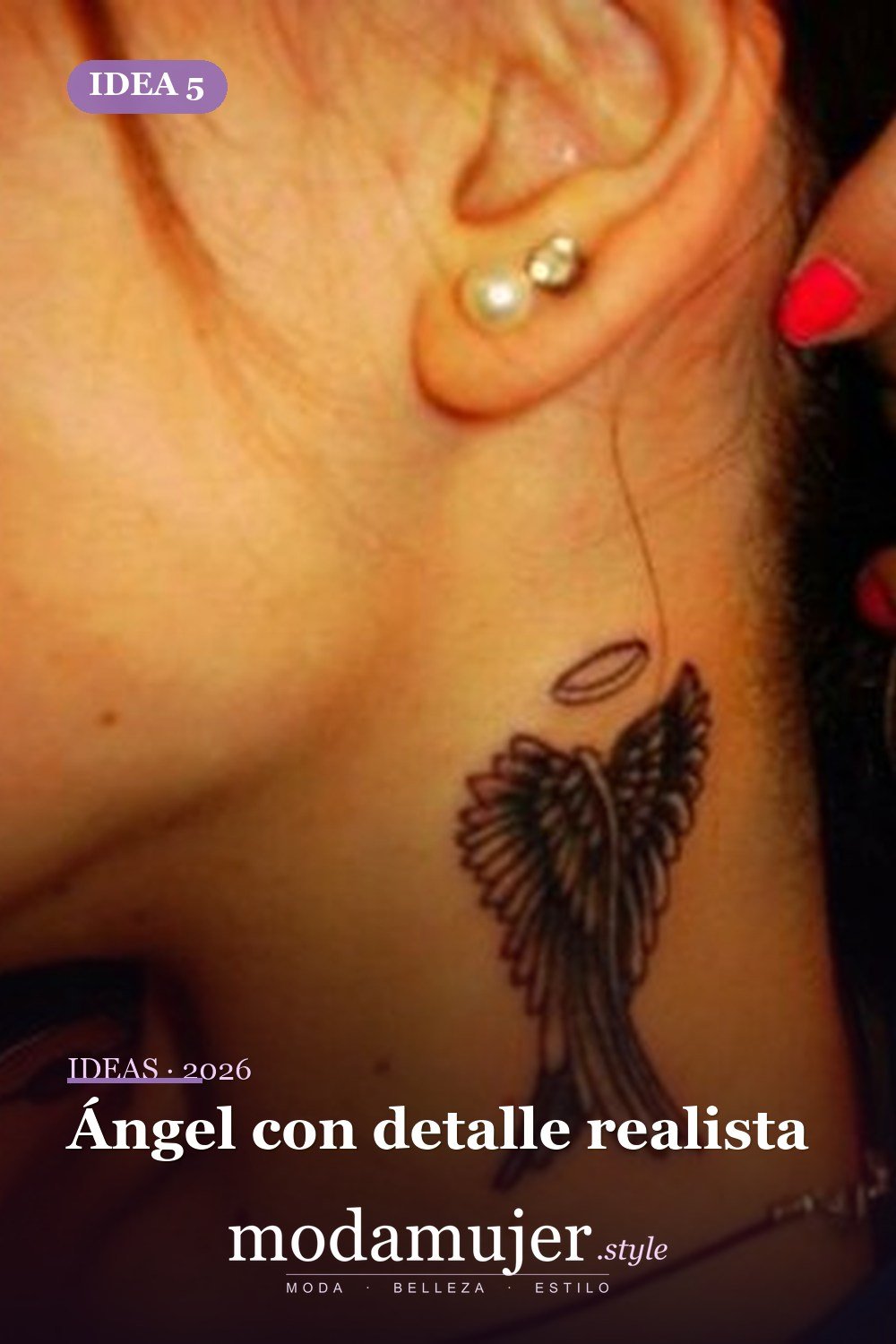 Ángel con detalle realista — 67 hermosos tatuajes de ángel celestial para niñas