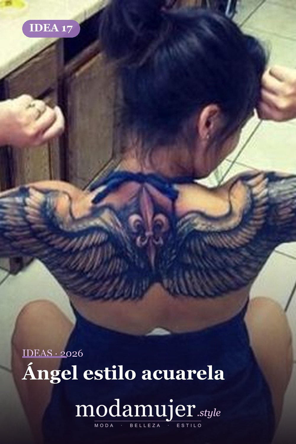 Ángel estilo acuarela — 67 hermosos tatuajes de ángel celestial para niñas