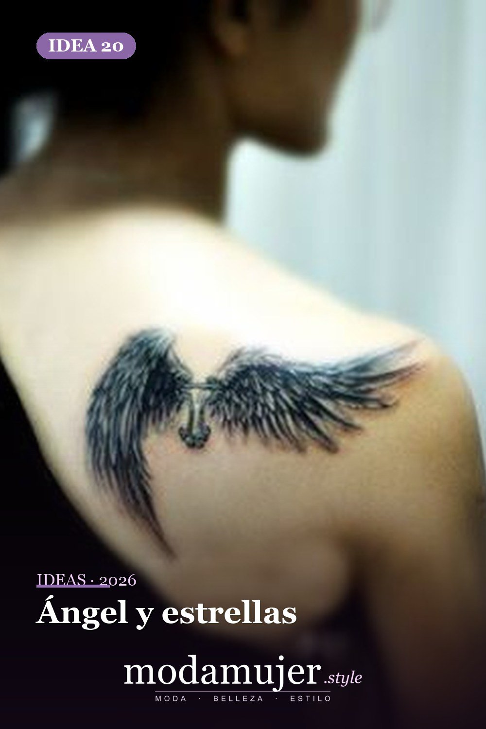 Ángel y estrellas — 67 hermosos tatuajes de ángel celestial para niñas