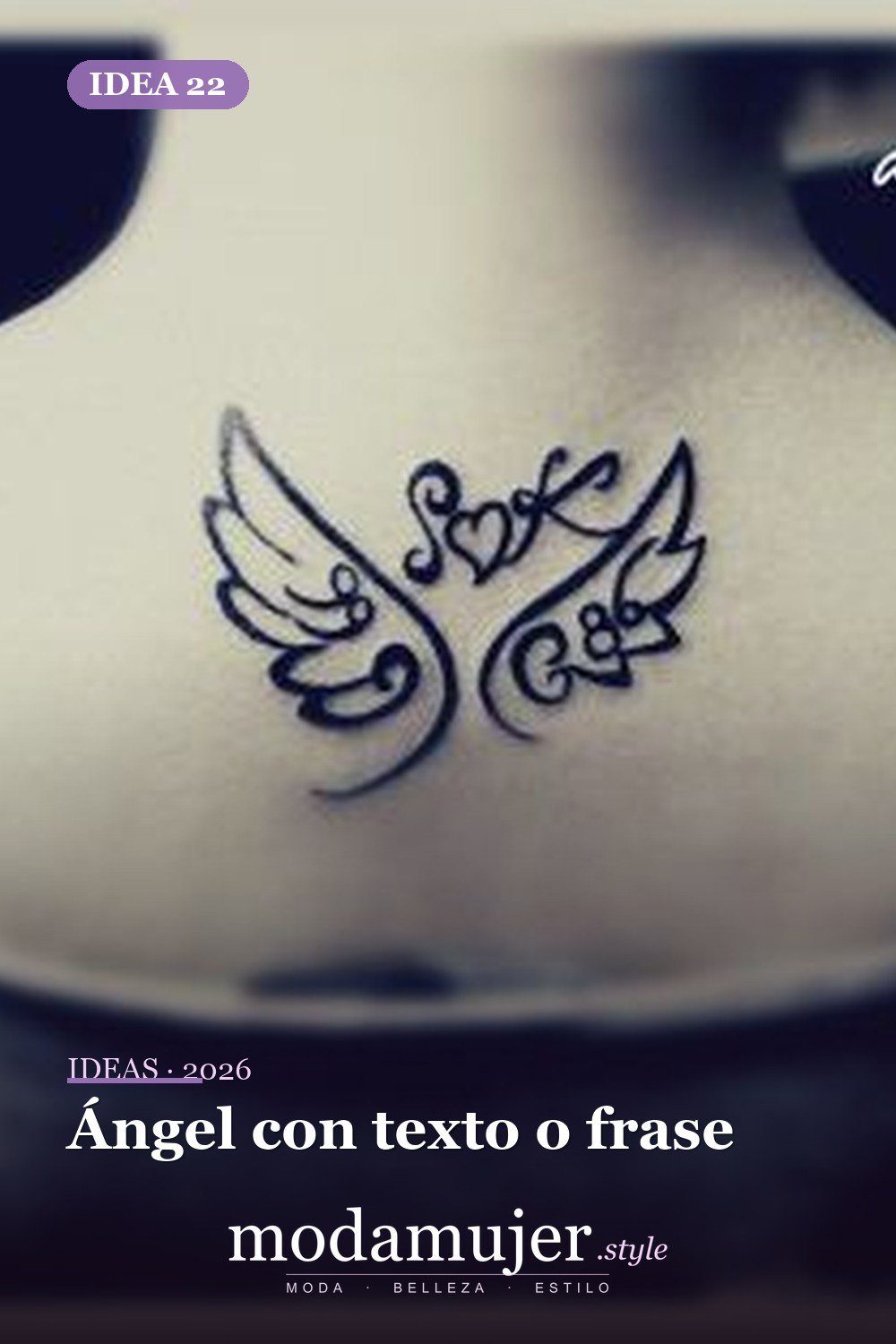 Ángel con texto o frase — 67 hermosos tatuajes de ángel celestial para niñas