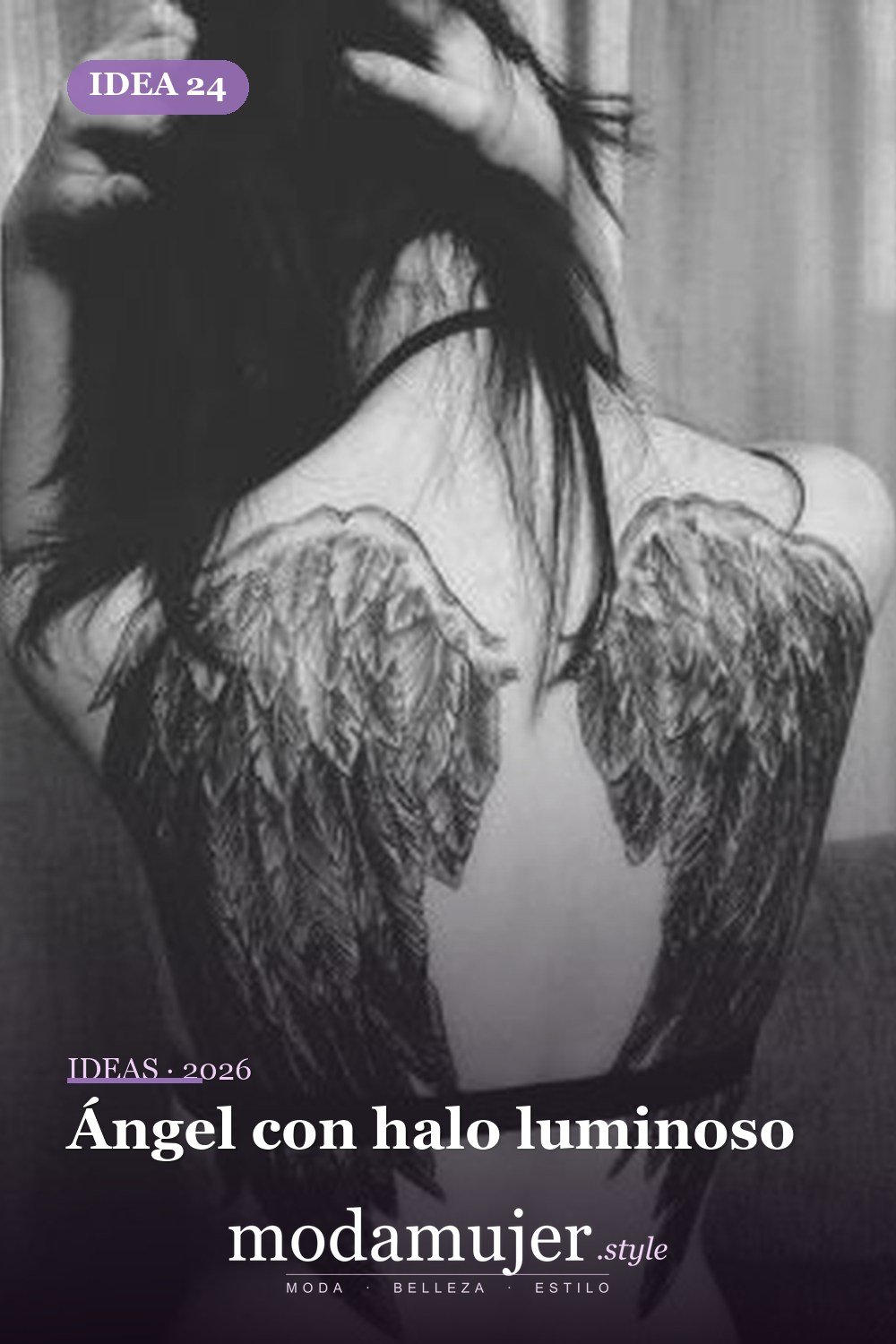 Ángel con halo luminoso — 67 hermosos tatuajes de ángel celestial para niñas
