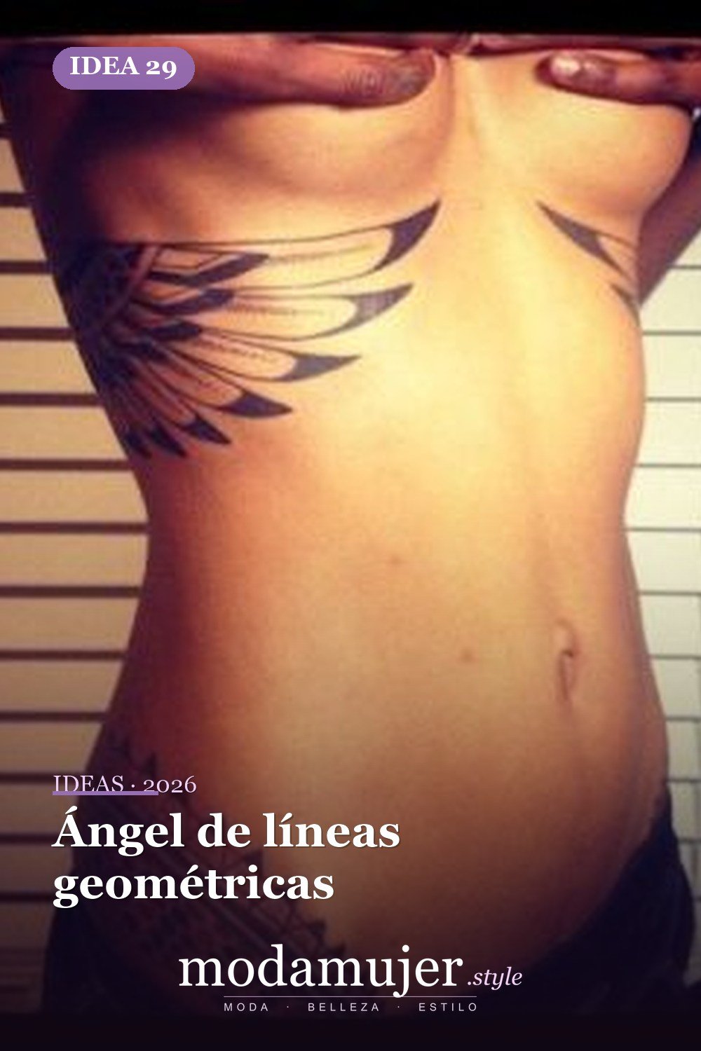 Ángel de líneas geométricas — 67 hermosos tatuajes de ángel celestial para niñas