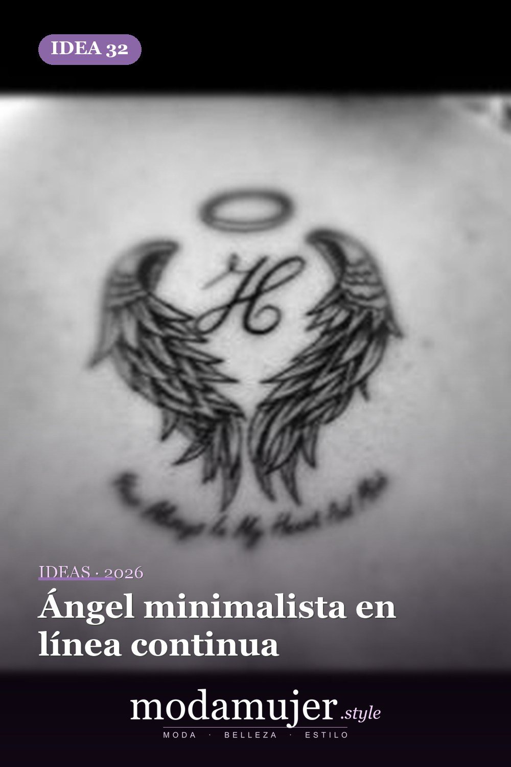 Ángel minimalista en línea continua — 67 hermosos tatuajes de ángel celestial para niñas