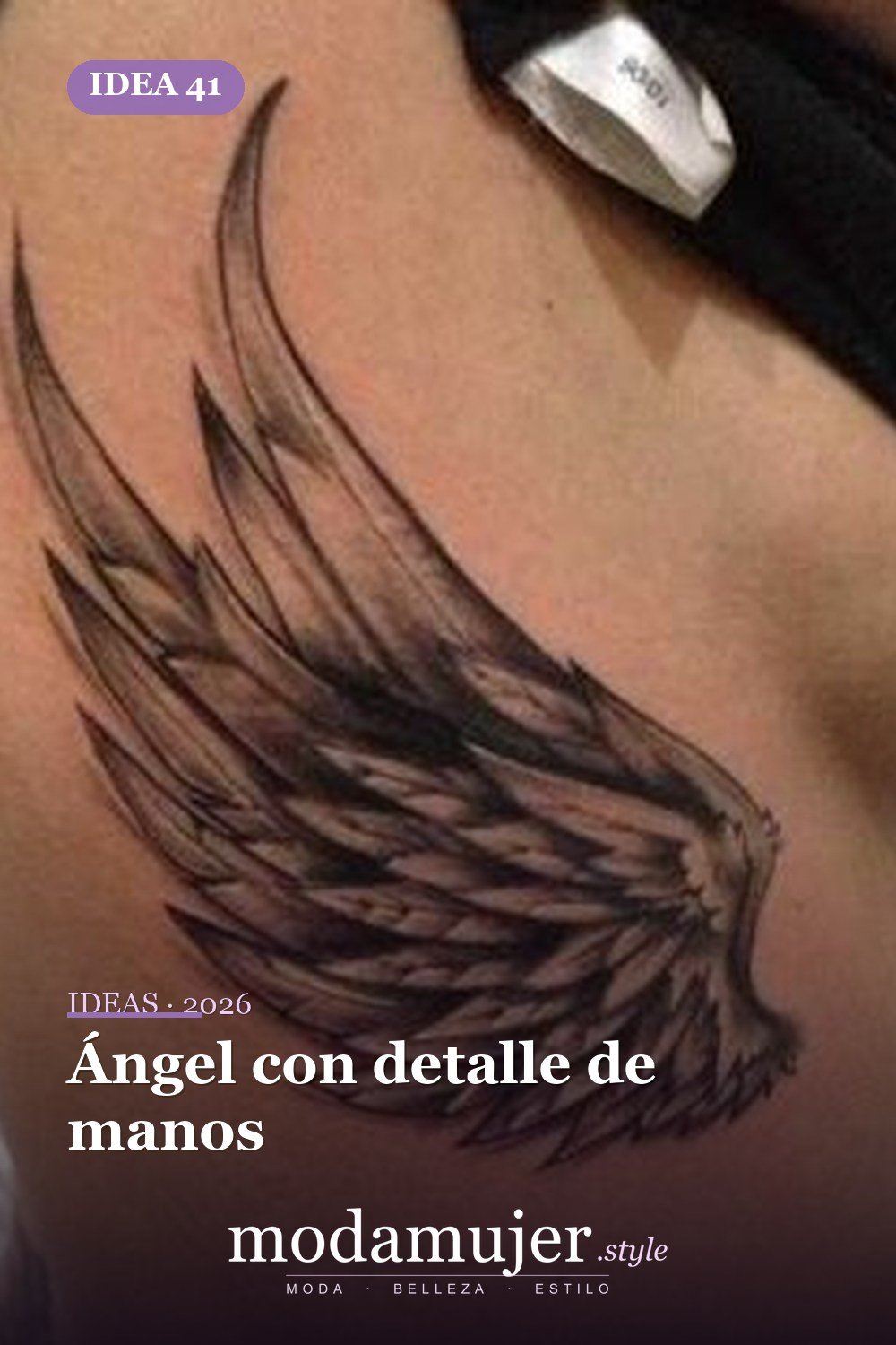 Ángel con detalle de manos — 67 hermosos tatuajes de ángel celestial para niñas