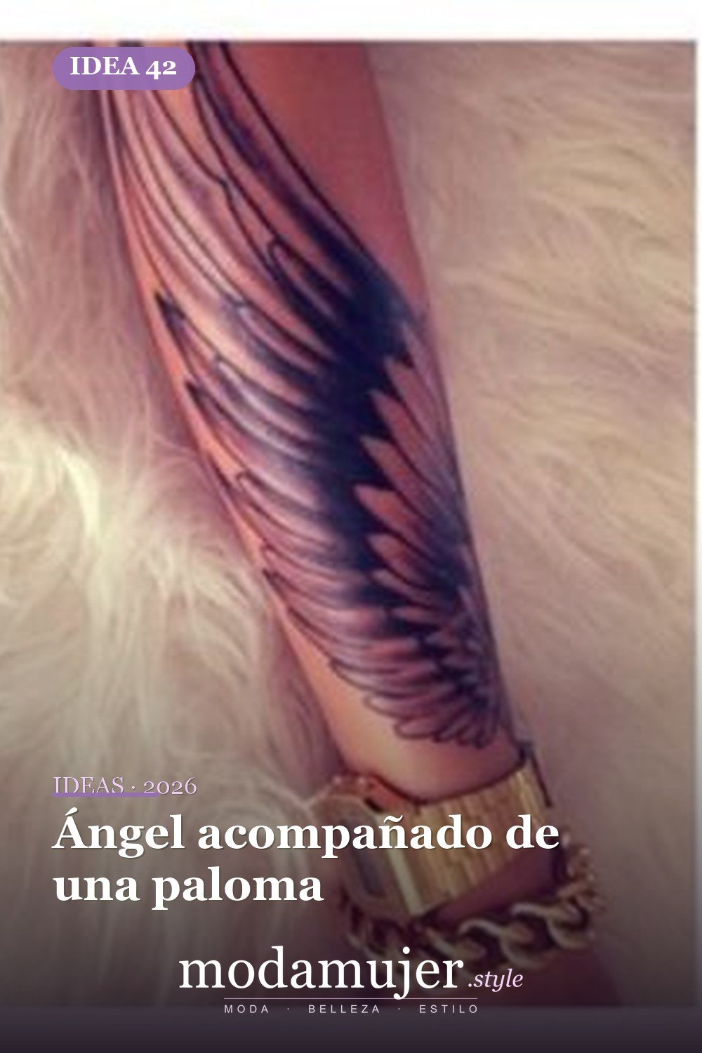 Ángel acompañado de una paloma — 67 hermosos tatuajes de ángel celestial para niñas