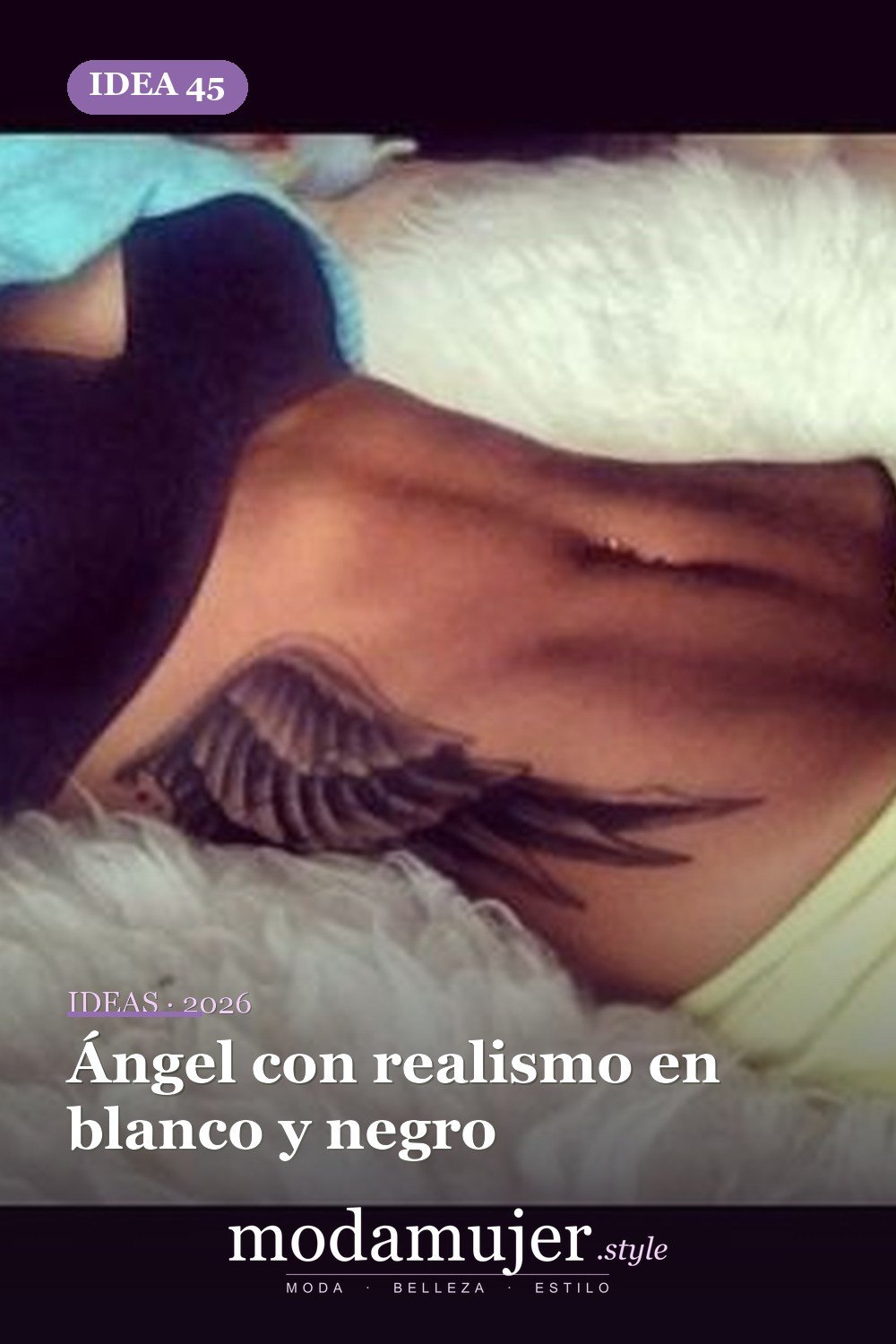 Ángel con realismo en blanco y negro — 67 hermosos tatuajes de ángel celestial para niñas