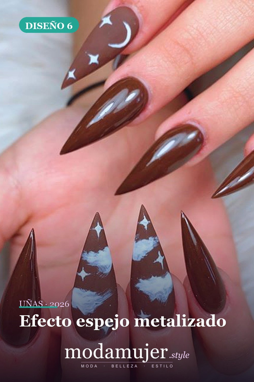 Efecto espejo metalizado — 69 ideas de diseño completo de uñas para inspirar tu próxima manicura