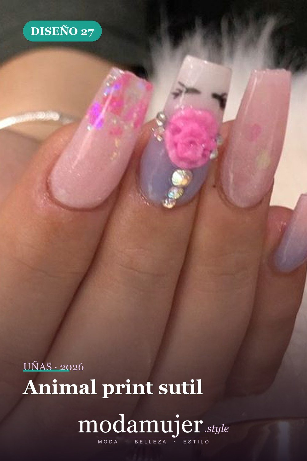 Animal print sutil — 69 ideas de diseño completo de uñas para inspirar tu próxima manicura
