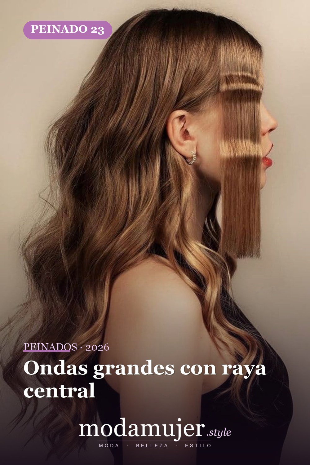 Ondas grandes con raya central — 72 peinados de moda cabello largo
