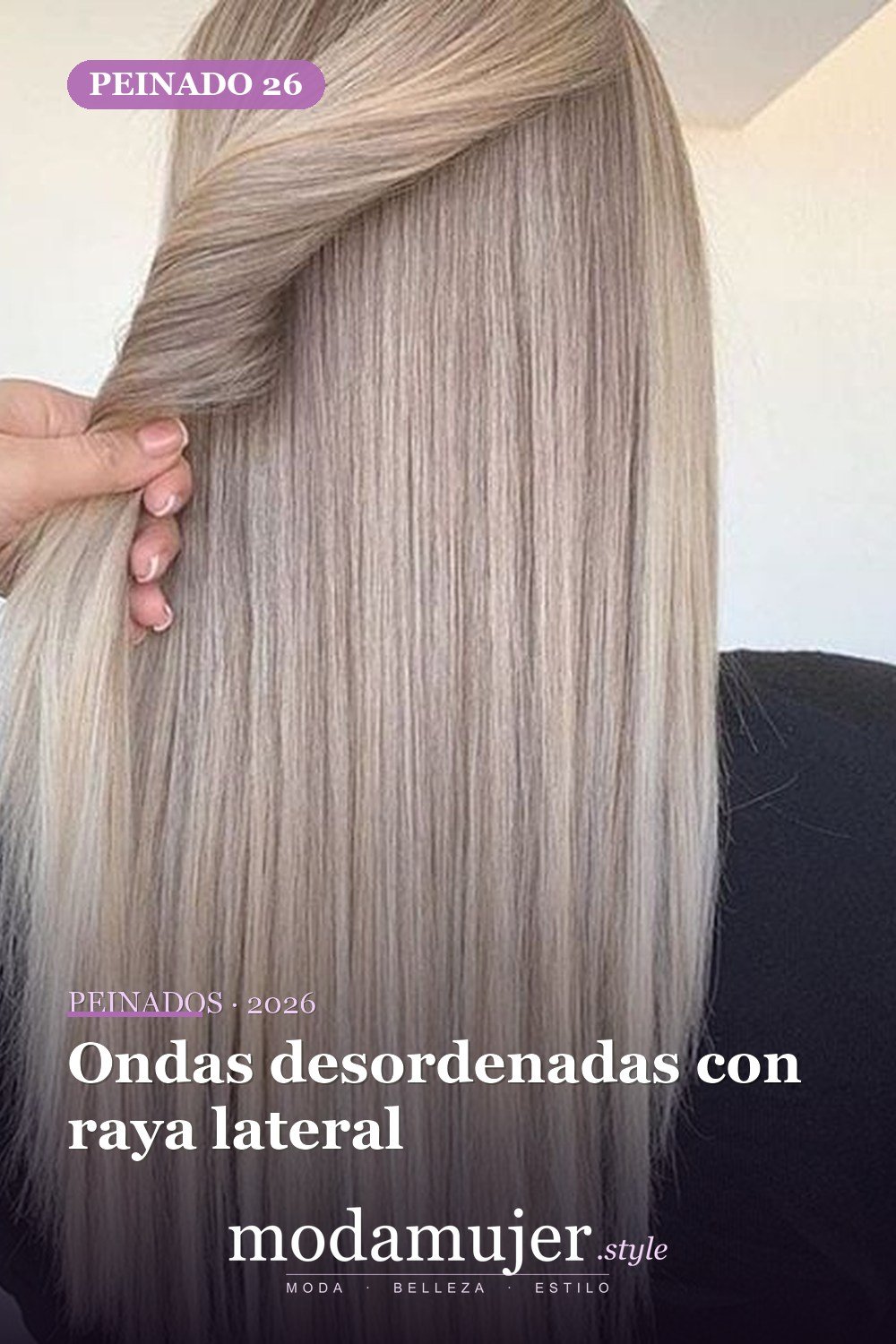 Ondas desordenadas con raya lateral — 72 peinados de moda cabello largo