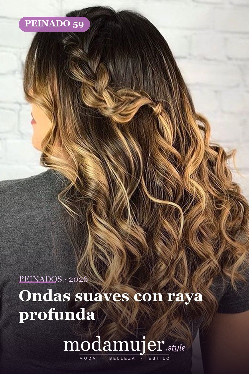 Ondas suaves con raya profunda — 72 peinados de moda cabello largo