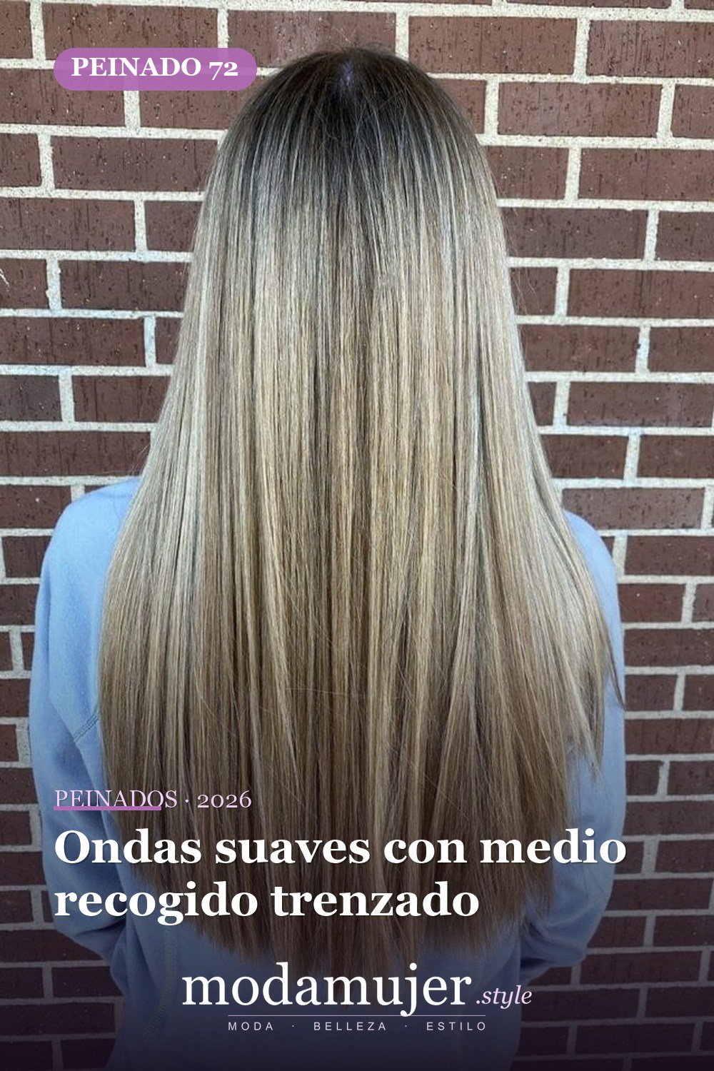 Ondas suaves con medio recogido trenzado — 72 peinados de moda cabello largo