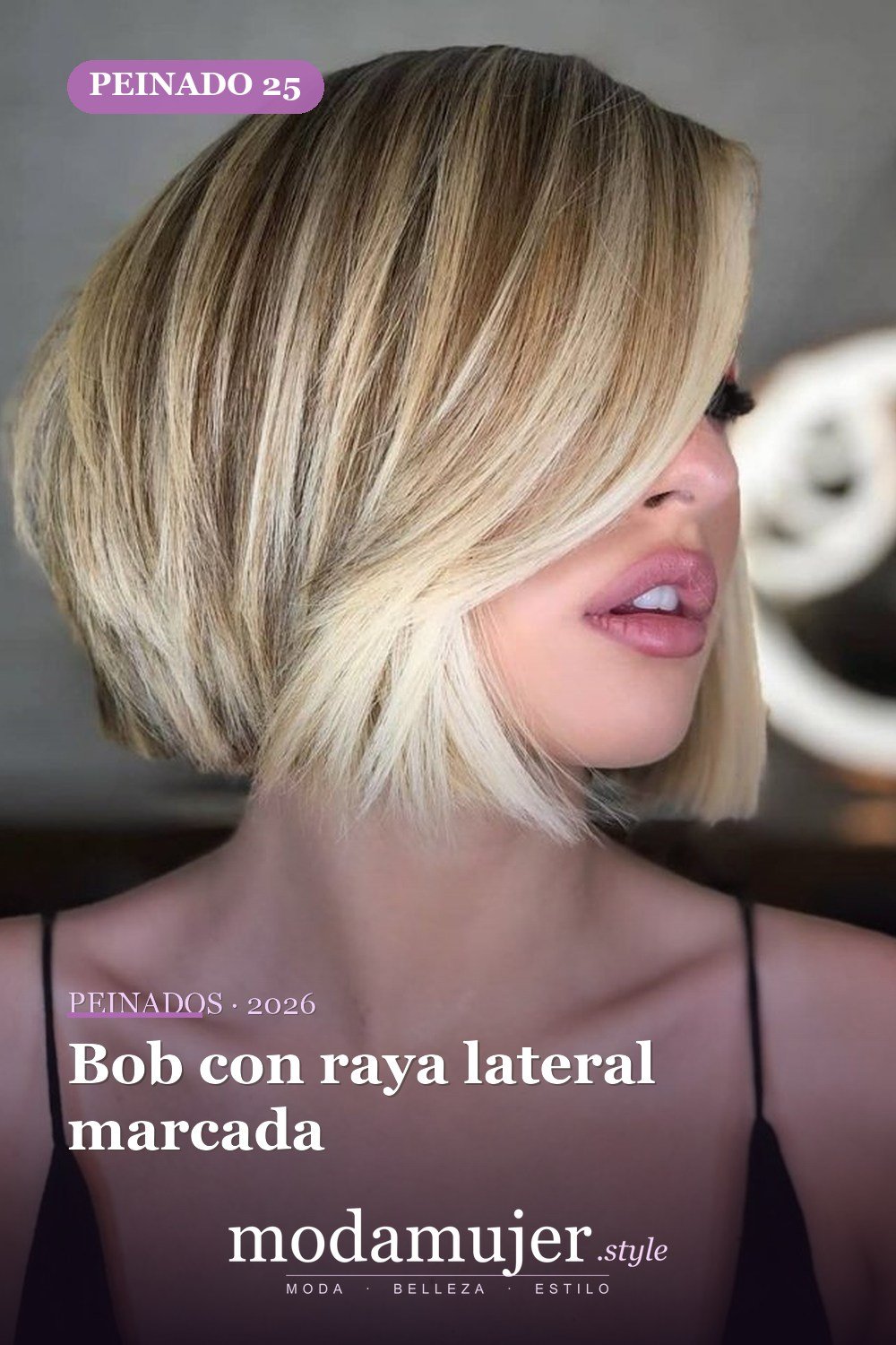 Bob con raya lateral marcada — 72 peinados súper elegantes cortos Bob