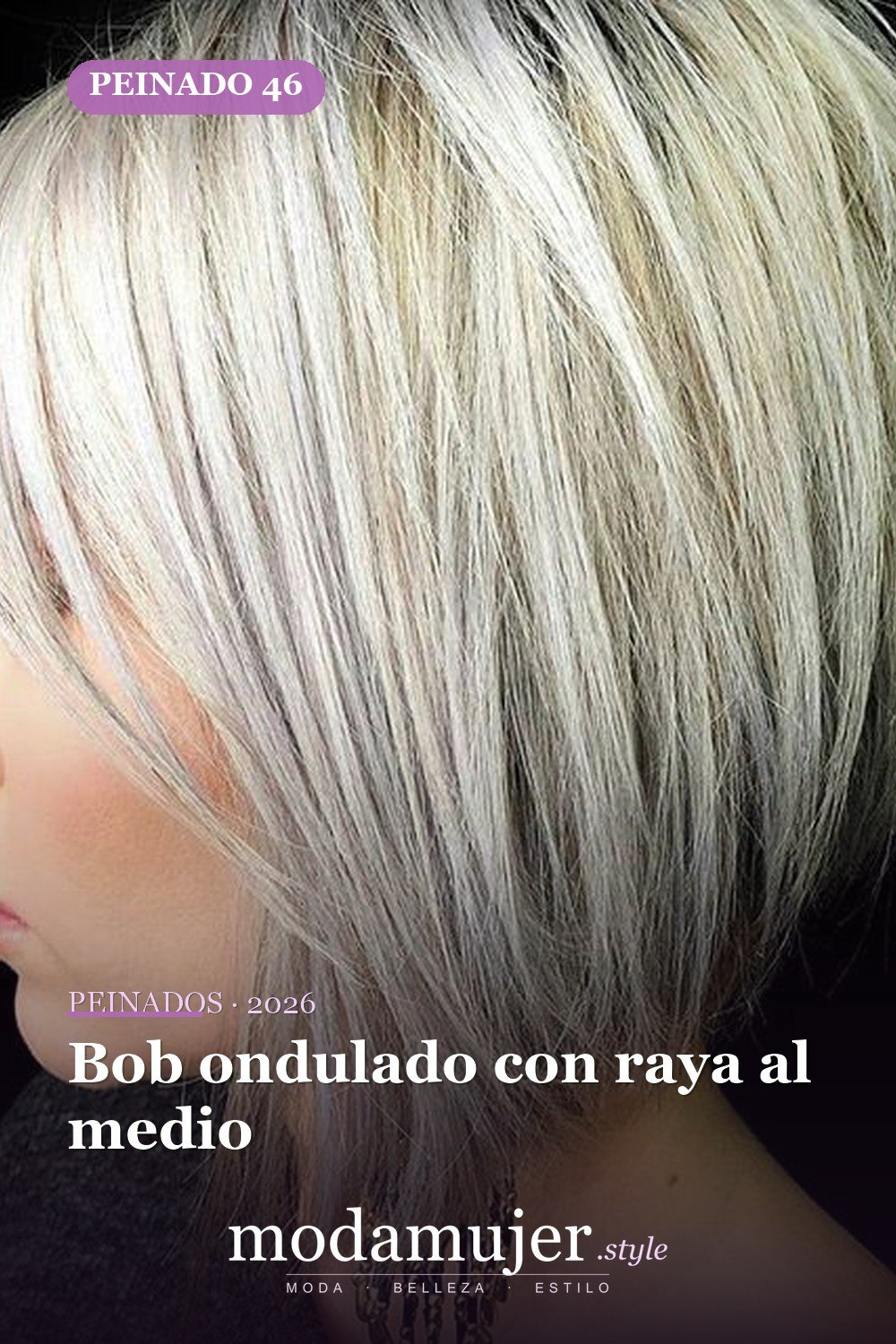 Bob ondulado con raya al medio — 72 peinados súper elegantes cortos Bob