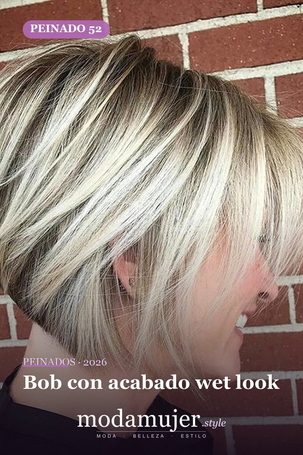 Bob con acabado wet look — 72 peinados súper elegantes cortos Bob