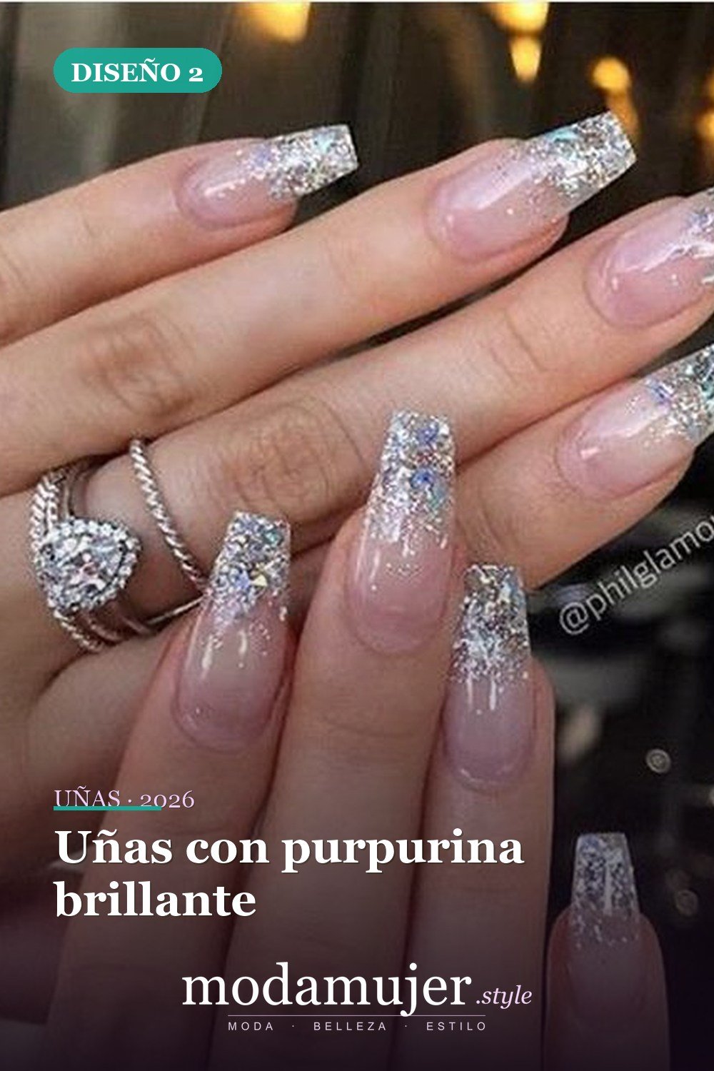 Uñas con purpurina brillante — 73 fotos inspiradas en diseño de uñas