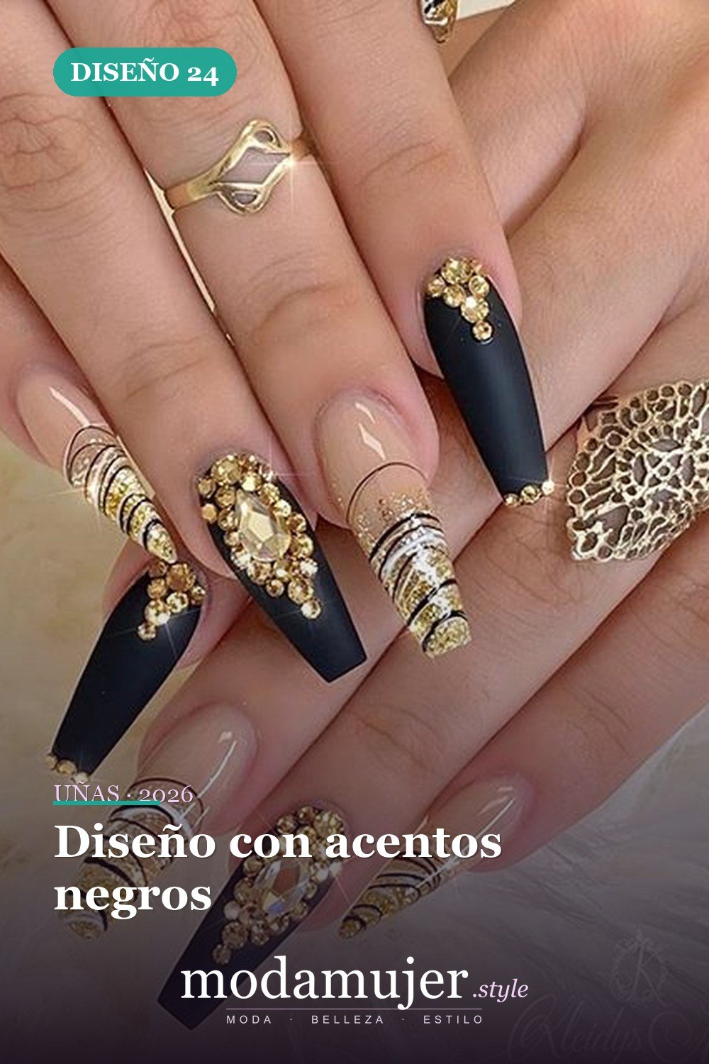 Diseño con acentos negros — 73 fotos inspiradas en diseño de uñas
