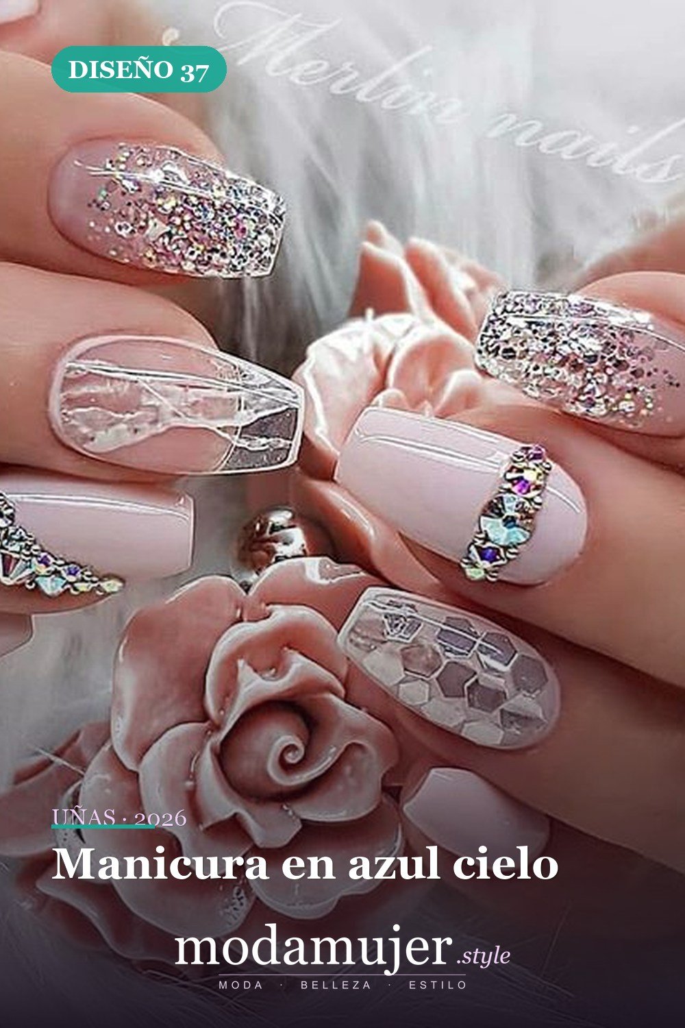 Manicura en azul cielo — 73 fotos inspiradas en diseño de uñas
