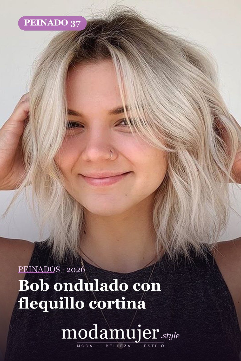 Bob ondulado con flequillo cortina — 79 mejores y hermosos peinados de media longitud