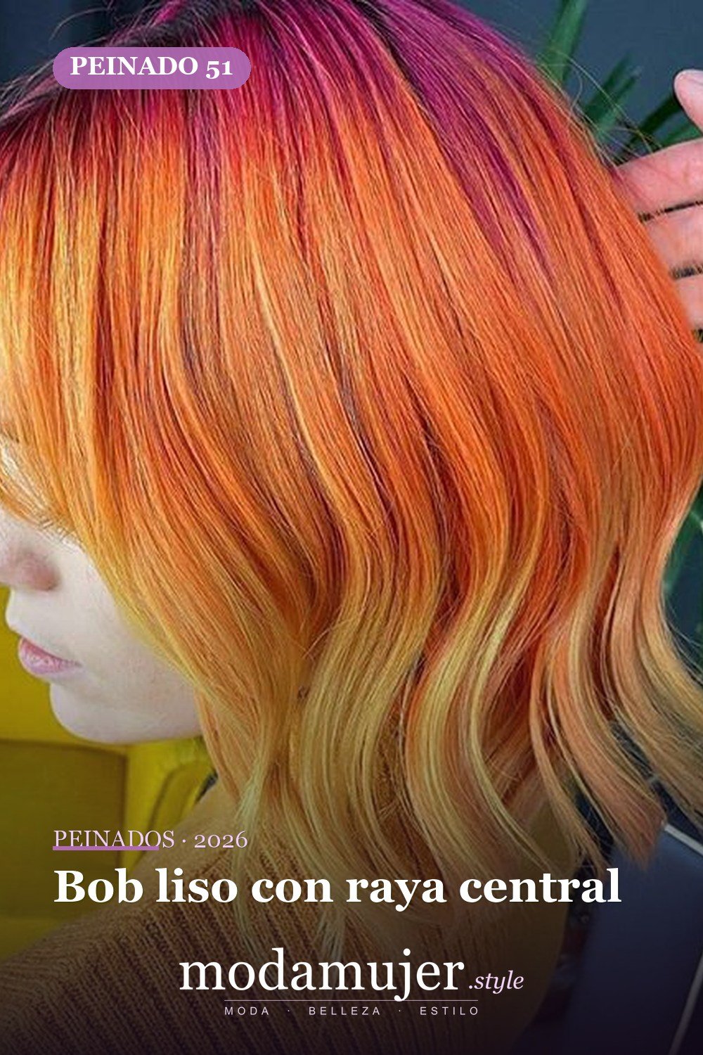 Bob liso con raya central — 79 mejores y hermosos peinados de media longitud