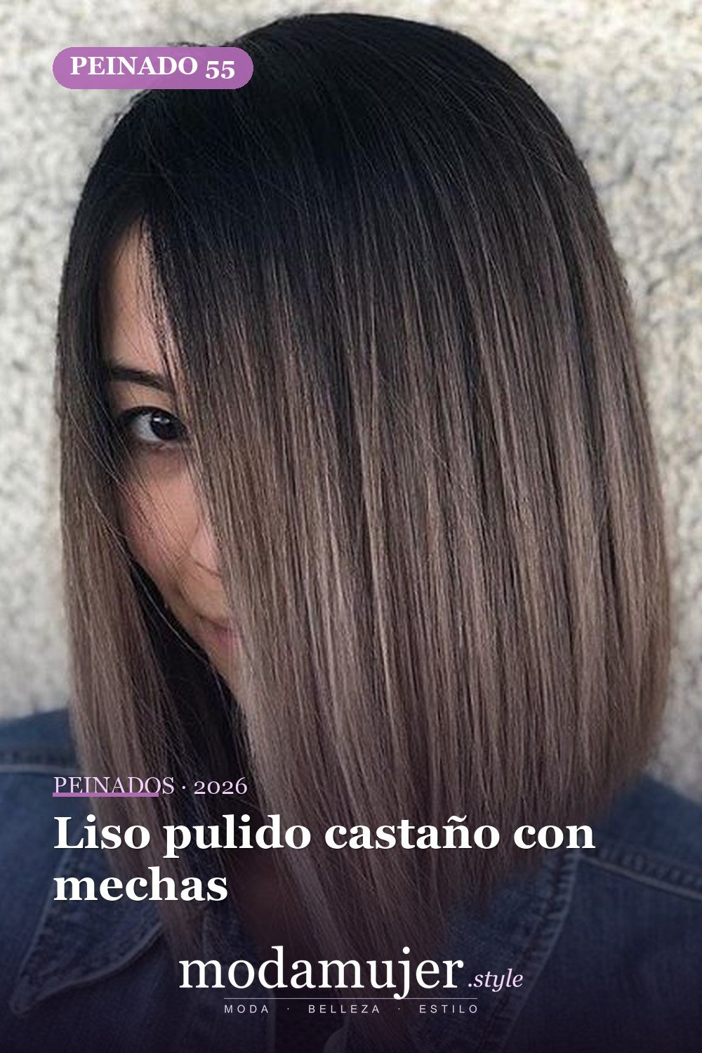 Liso pulido castaño con mechas — 79 mejores y hermosos peinados de media longitud
