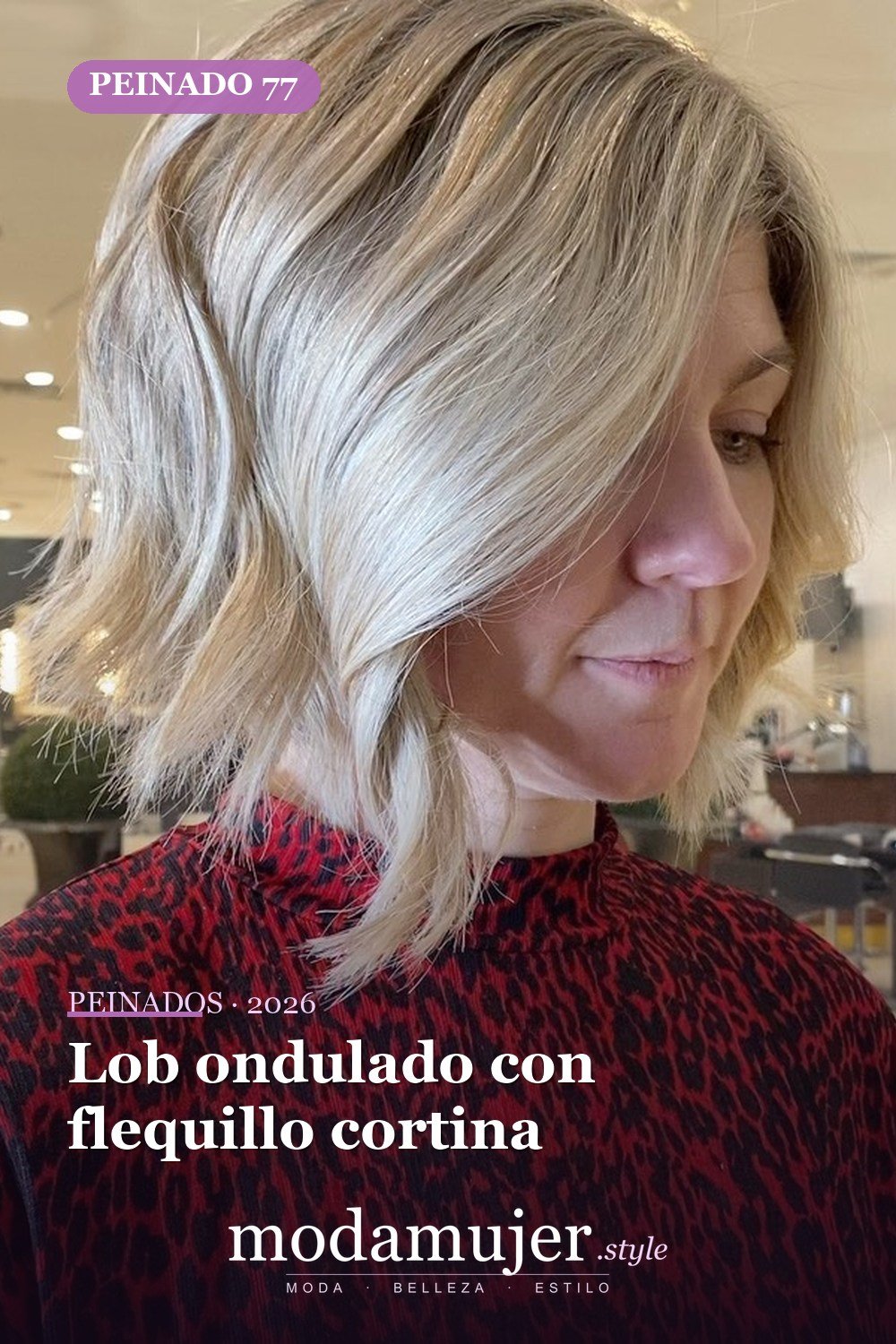 Lob ondulado con flequillo cortina — 79 mejores y hermosos peinados de media longitud
