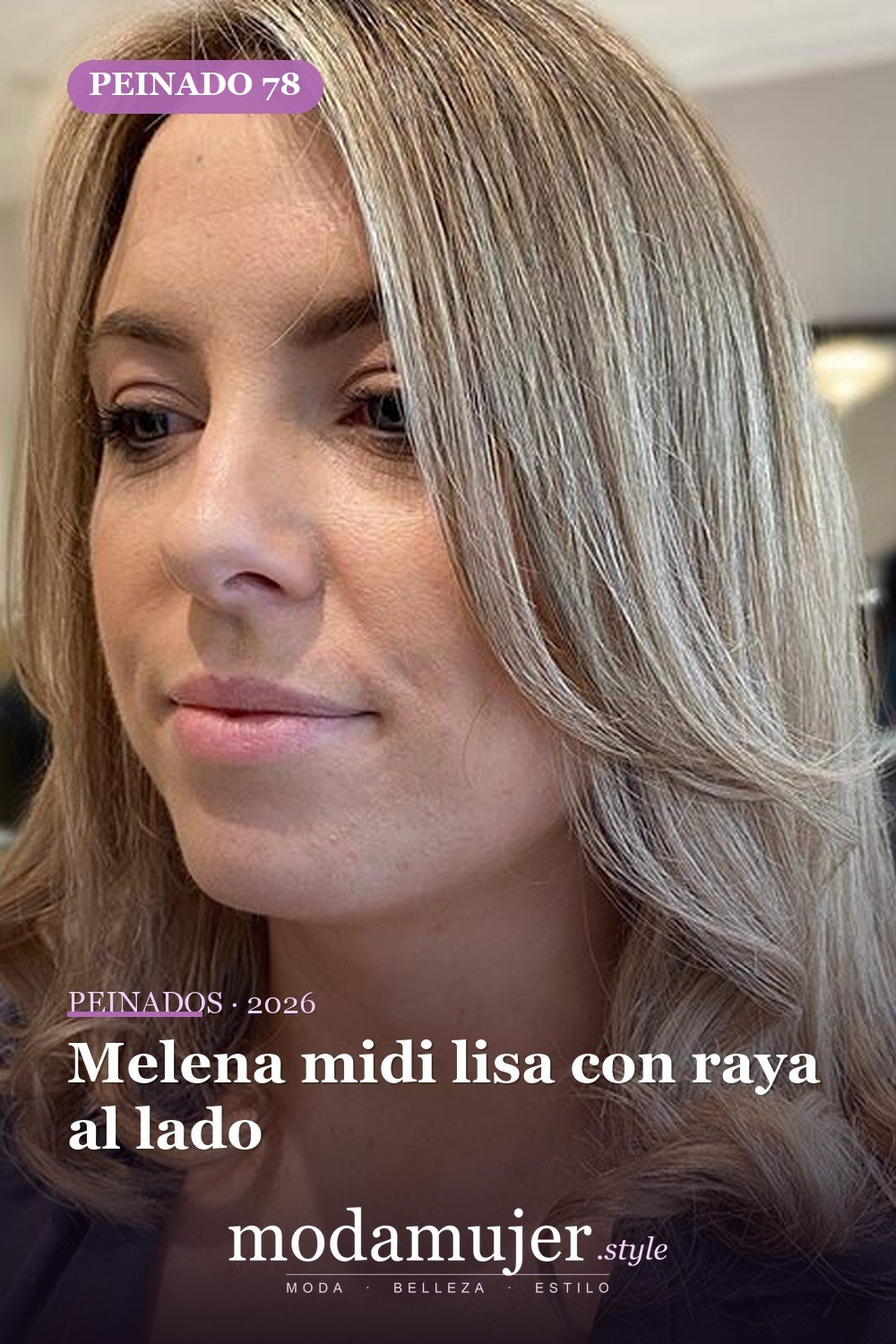 Melena midi lisa con raya al lado — 79 mejores y hermosos peinados de media longitud