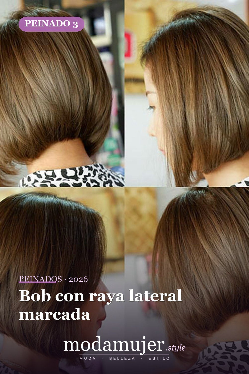 Bob con raya lateral marcada — 80 mejores fotos de corte de pelo Bob