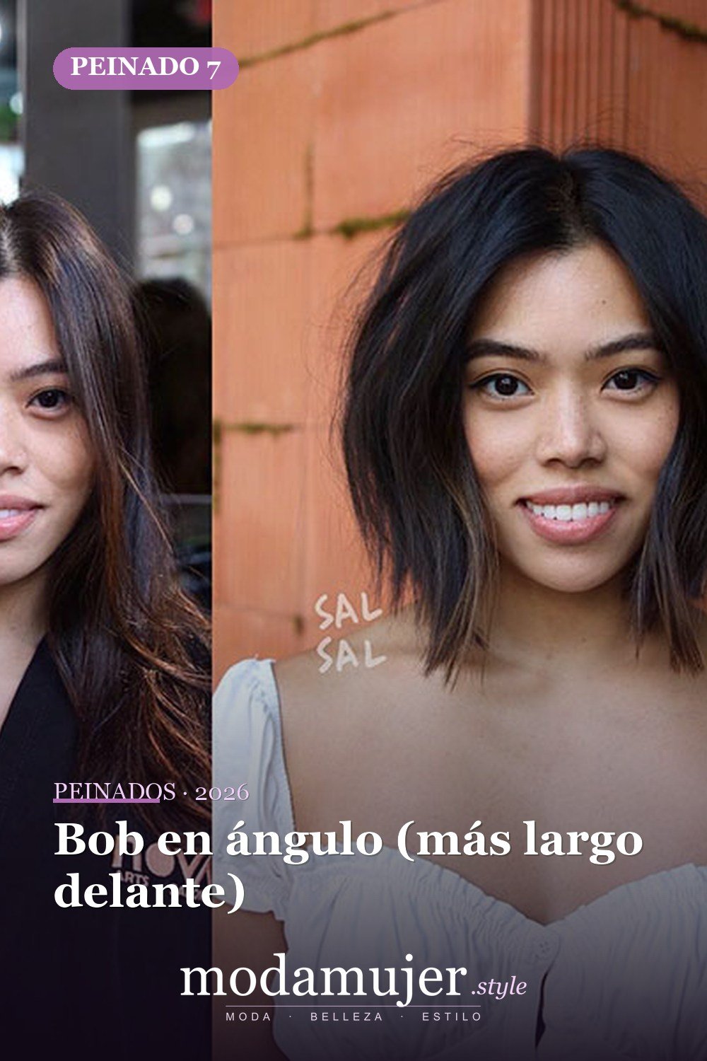 Bob en ángulo (más largo delante) — 80 mejores fotos de corte de pelo Bob