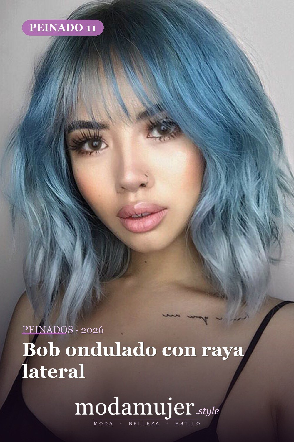 Bob ondulado con raya lateral — 80 mejores fotos de corte de pelo Bob