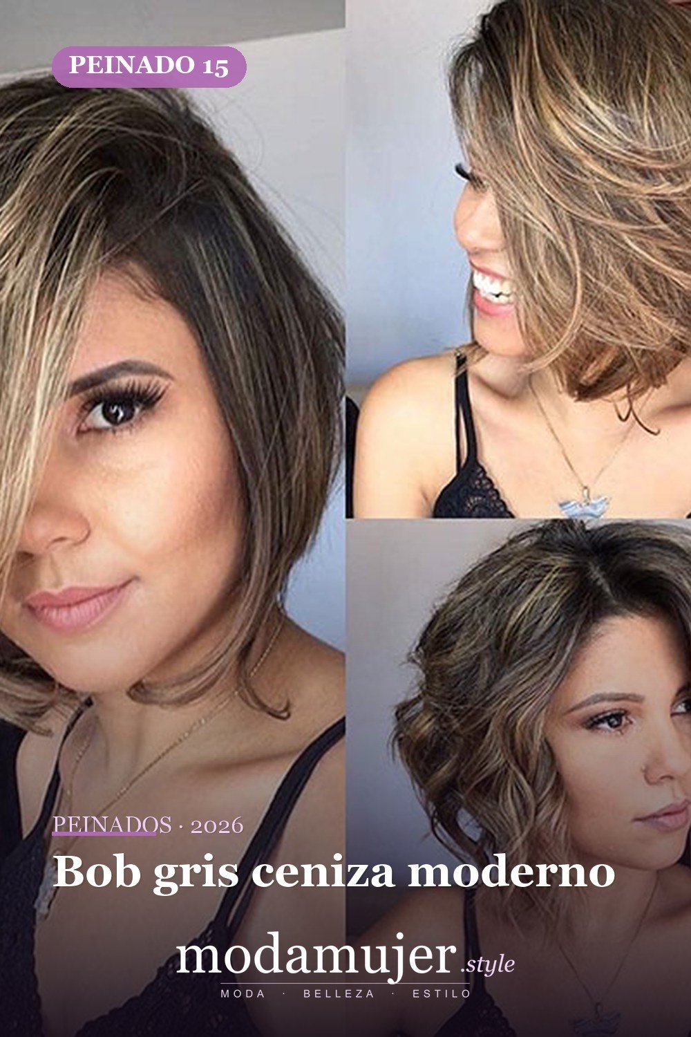 Bob gris ceniza moderno — 80 mejores fotos de corte de pelo Bob