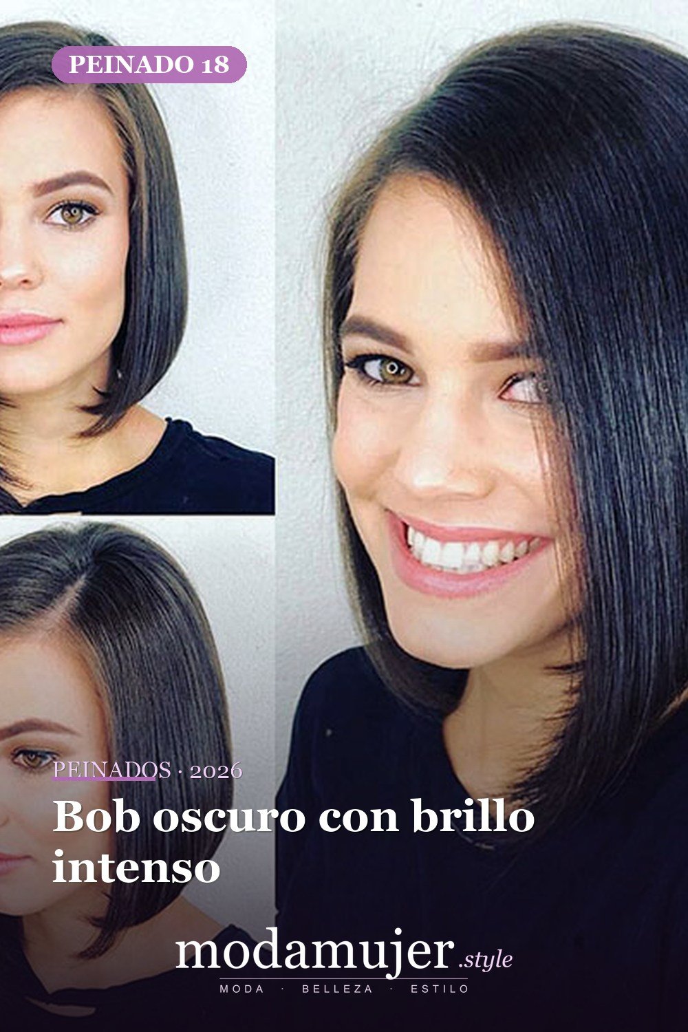 Bob oscuro con brillo intenso — 80 mejores fotos de corte de pelo Bob