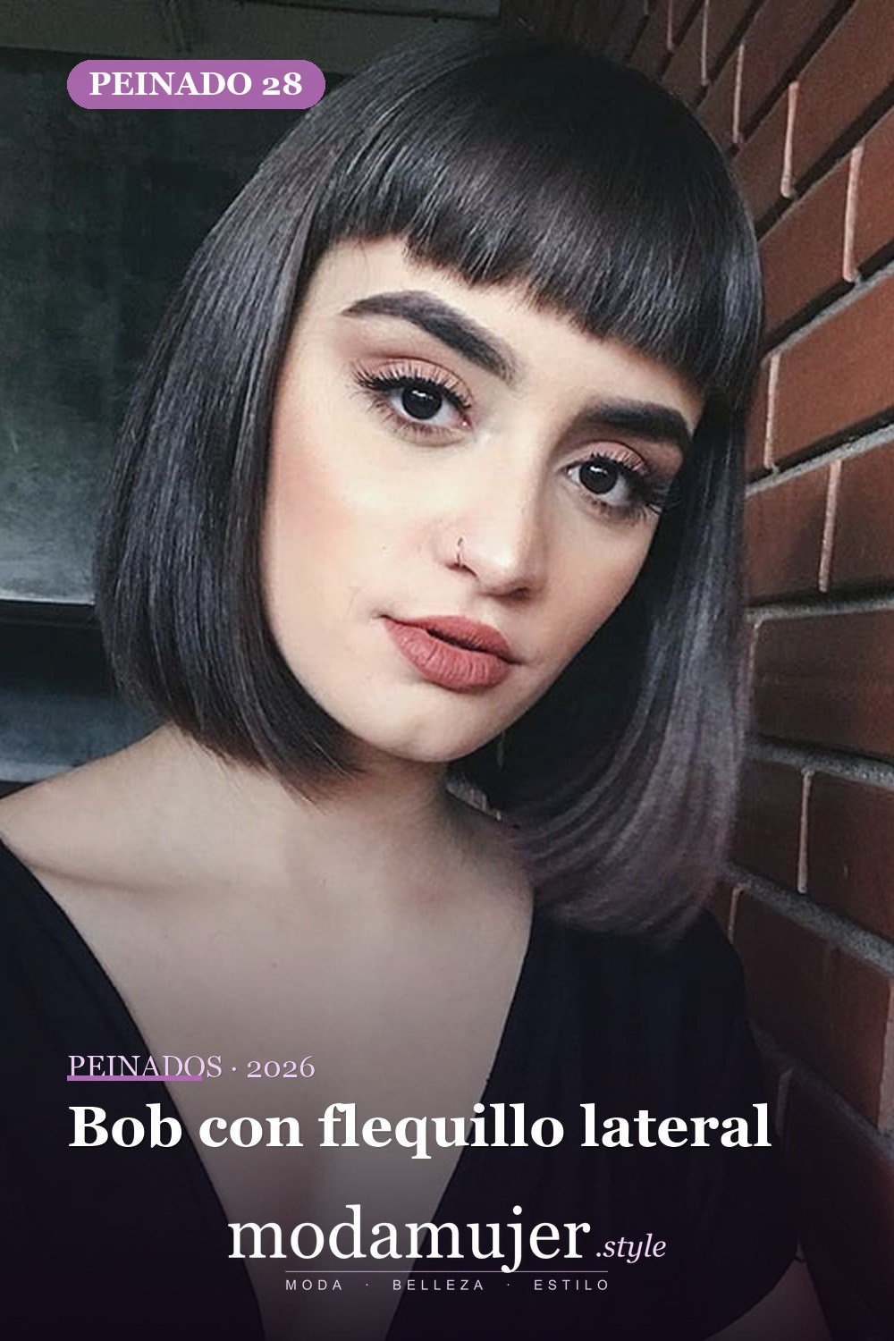 Bob con flequillo lateral — 80 mejores fotos de corte de pelo Bob
