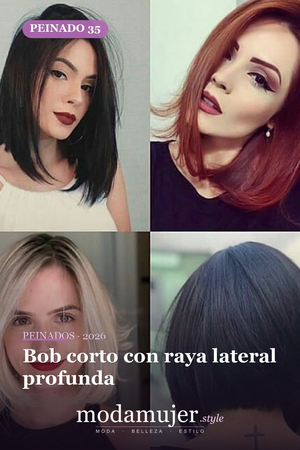 Bob corto con raya lateral profunda — 80 mejores fotos de corte de pelo Bob