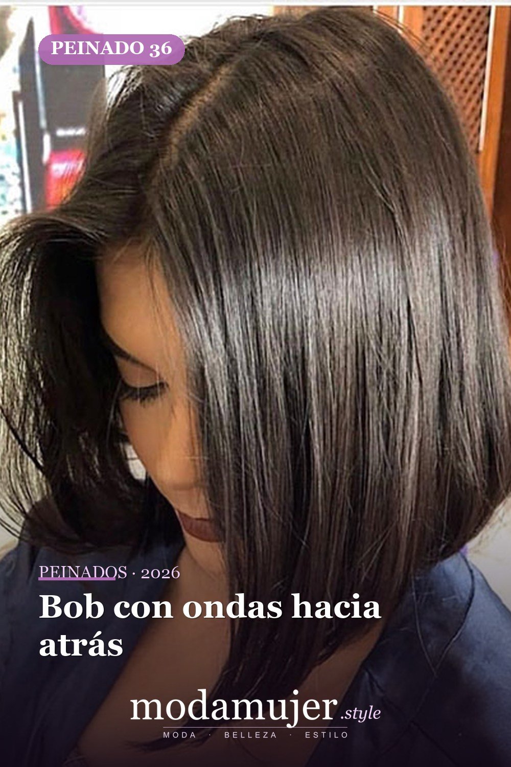 Bob con ondas hacia atrás — 80 mejores fotos de corte de pelo Bob