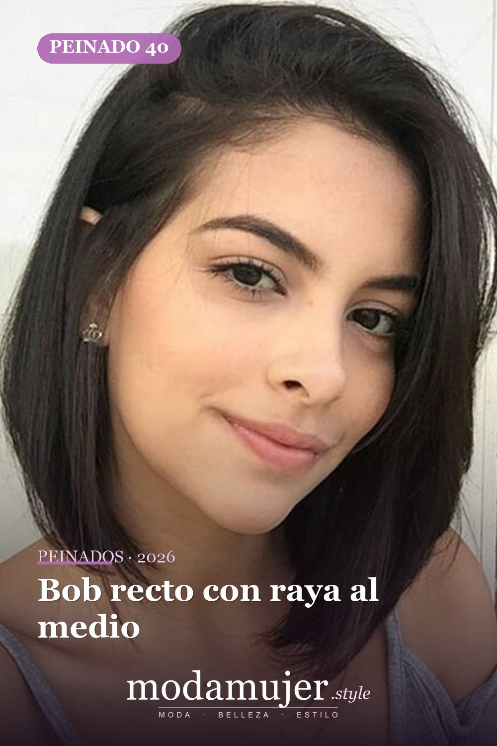 Bob recto con raya al medio — 80 mejores fotos de corte de pelo Bob
