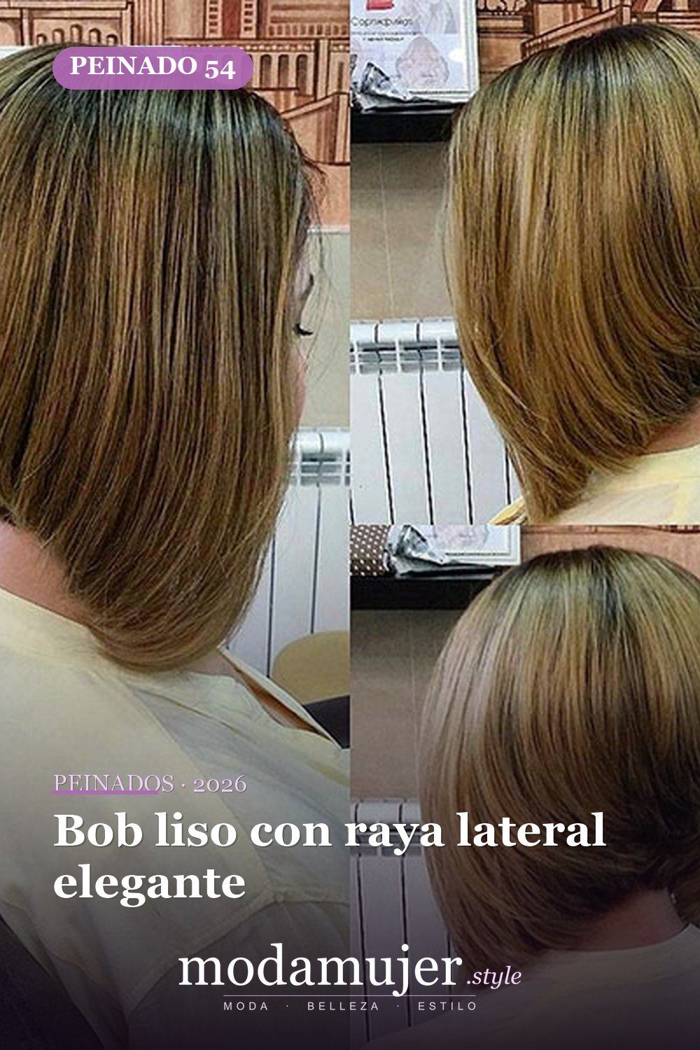 Bob liso con raya lateral elegante — 80 mejores fotos de corte de pelo Bob