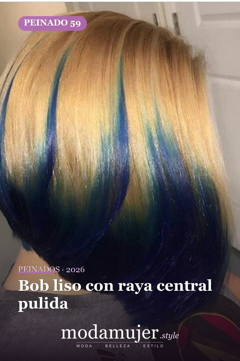 Bob liso con raya central pulida — 80 mejores fotos de corte de pelo Bob