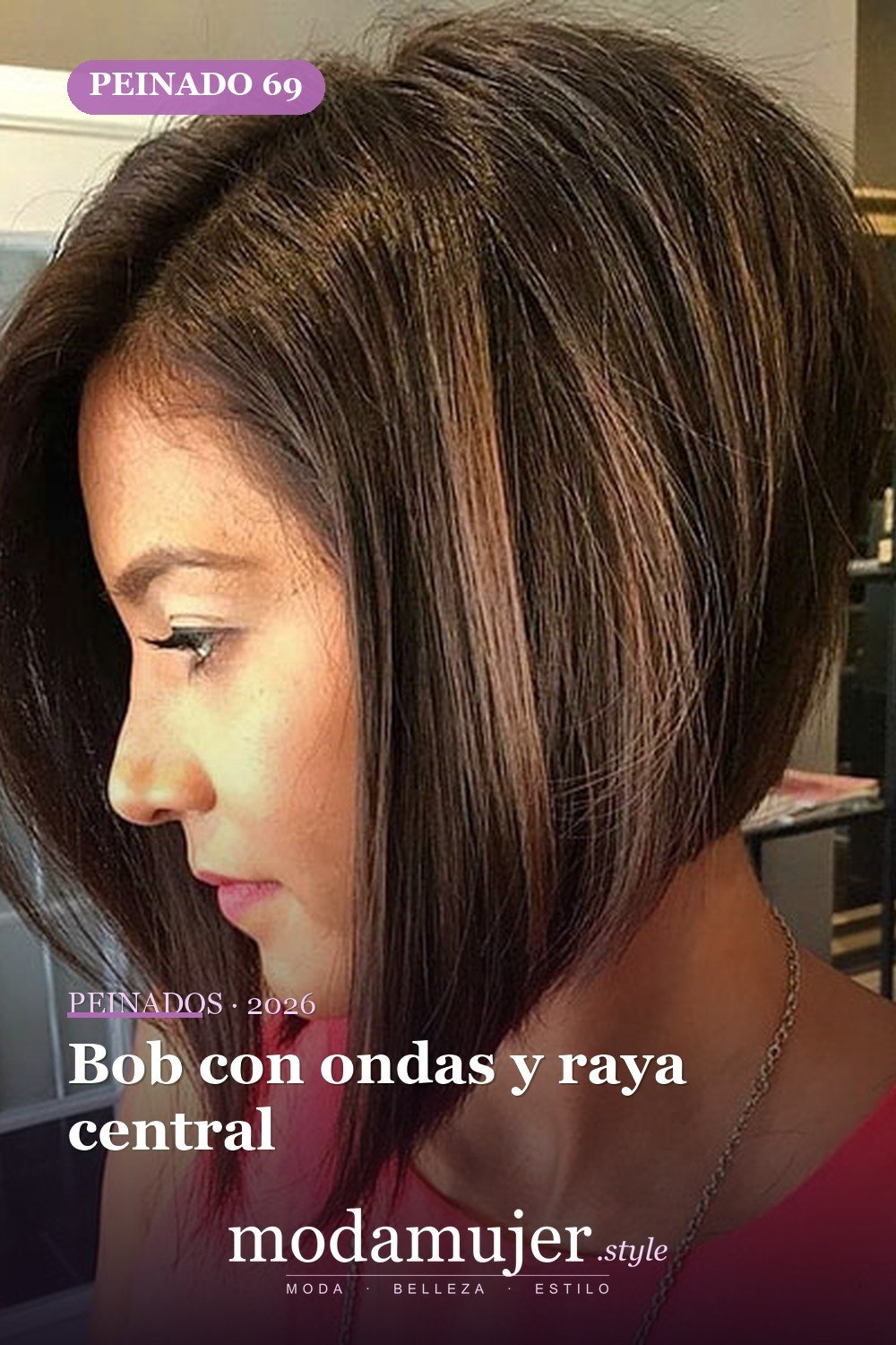 Bob con ondas y raya central — 80 mejores fotos de corte de pelo Bob