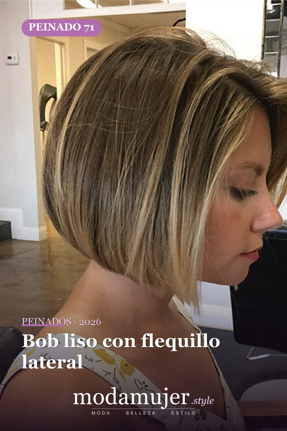 Bob liso con flequillo lateral — 80 mejores fotos de corte de pelo Bob