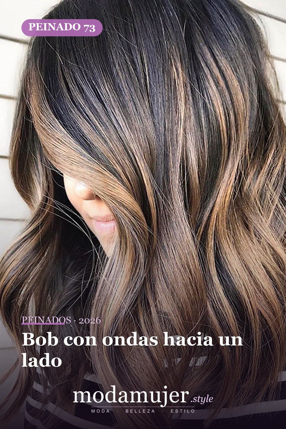 Bob con ondas hacia un lado — 80 mejores fotos de corte de pelo Bob