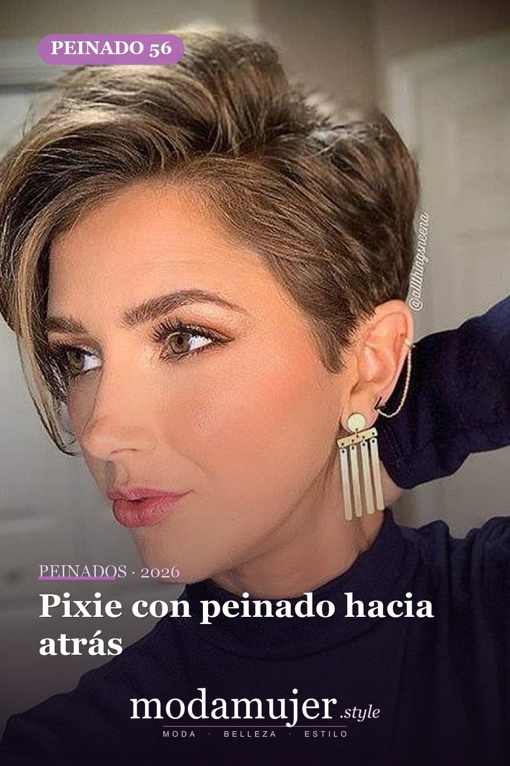 Pixie con peinado hacia atrás — 80 Peinados Nuevos para Mujer para Cada Forma de Rostro