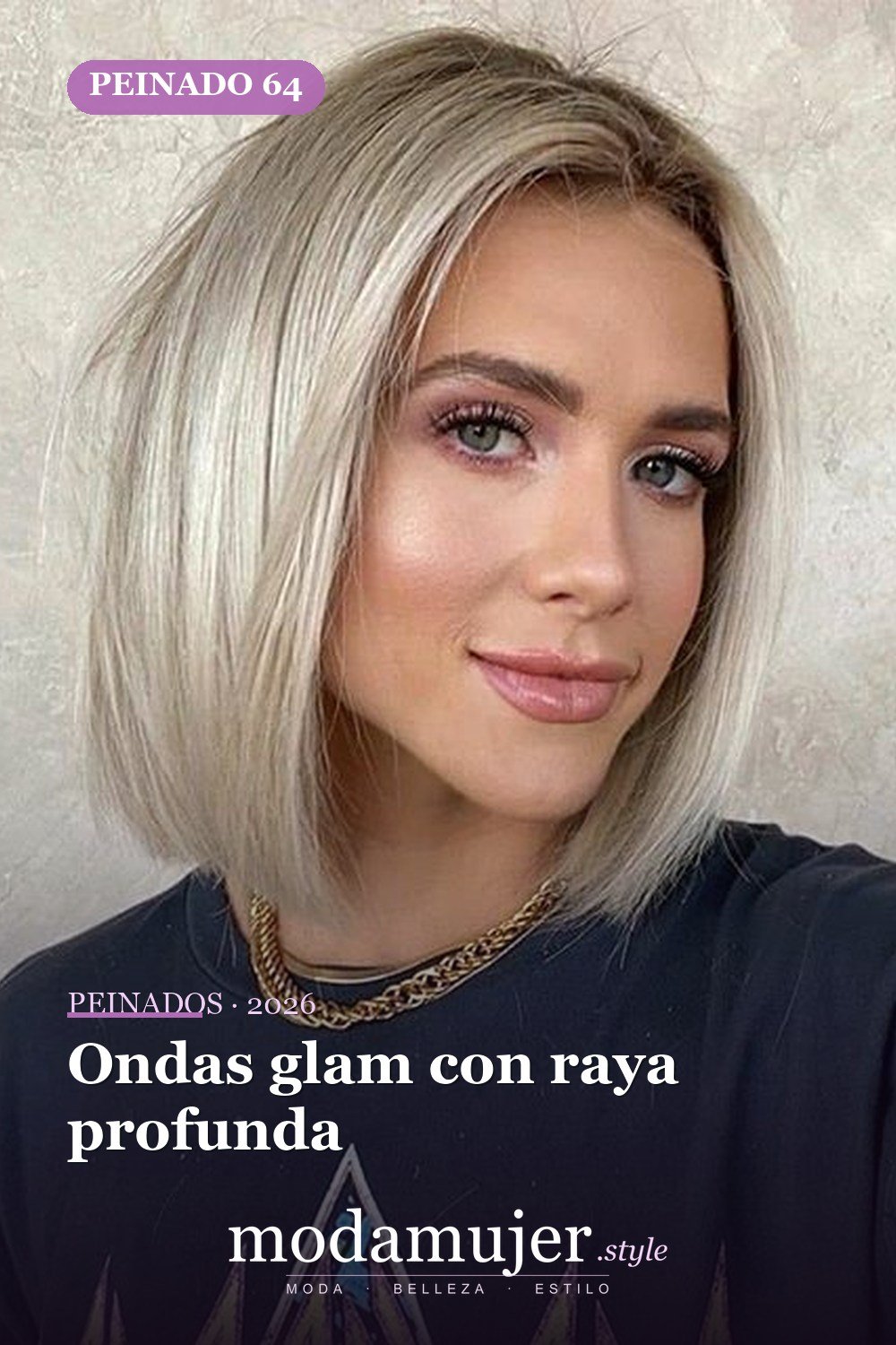 Ondas glam con raya profunda — 80 Peinados Nuevos para Mujer para Cada Forma de Rostro